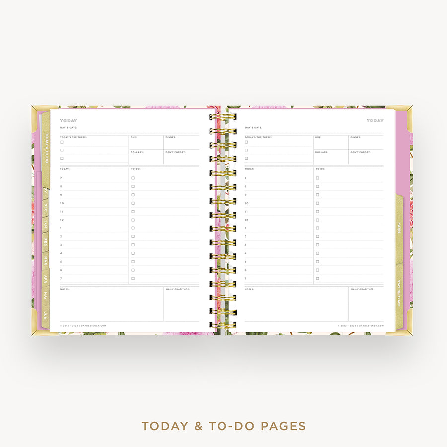 Day Designer 2024-25 mini weekly planner: Camellia cover with undated daily planning pages