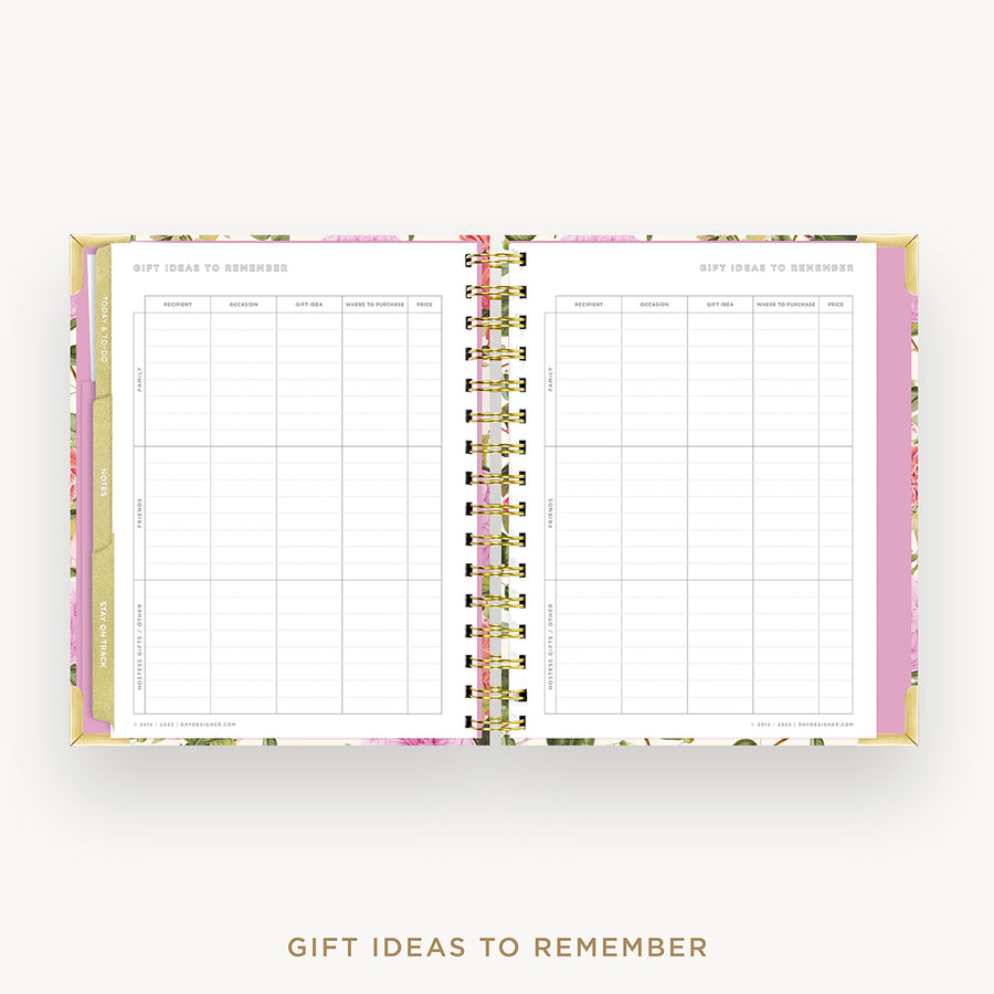 Day Designer 2024-25 mini weekly planner: Camellia cover with gift ideas pages