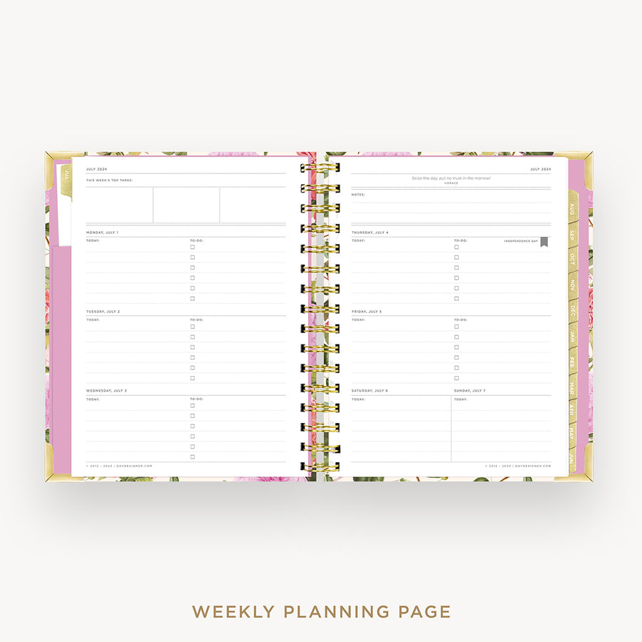 Day Designer 2024-25 mini weekly planner: Camellia cover  with weekly planning pages