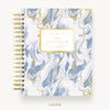 Day Designer 2024-25 weekly planner: Azure hard cover, gold wire binding
