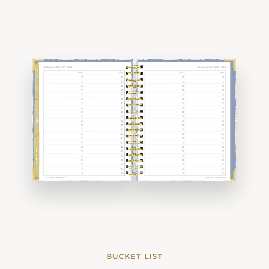 Day Designer 2024-25 weekly planner: Azure cover with bucket list