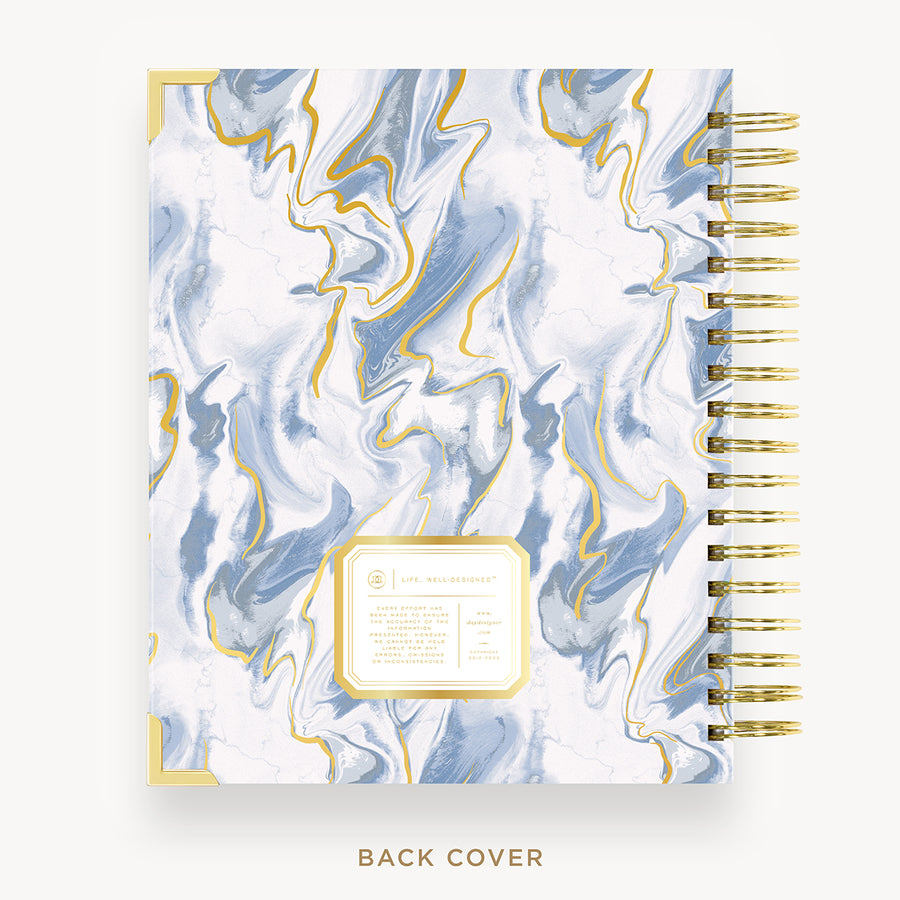 Day Designer 2024-25 weekly planner: Azure cover with back cover with gold detail