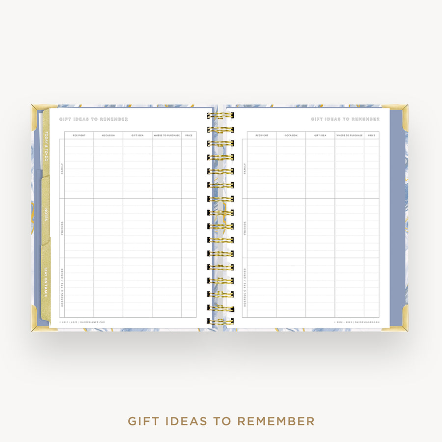 Day Designer 2024-25 mini weekly planner: Azure cover with gift ideas pages