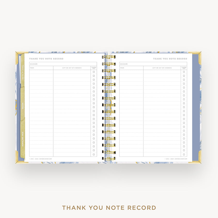 Day Designer 2024-25 mini weekly planner: Azure cover with thank you notes pages