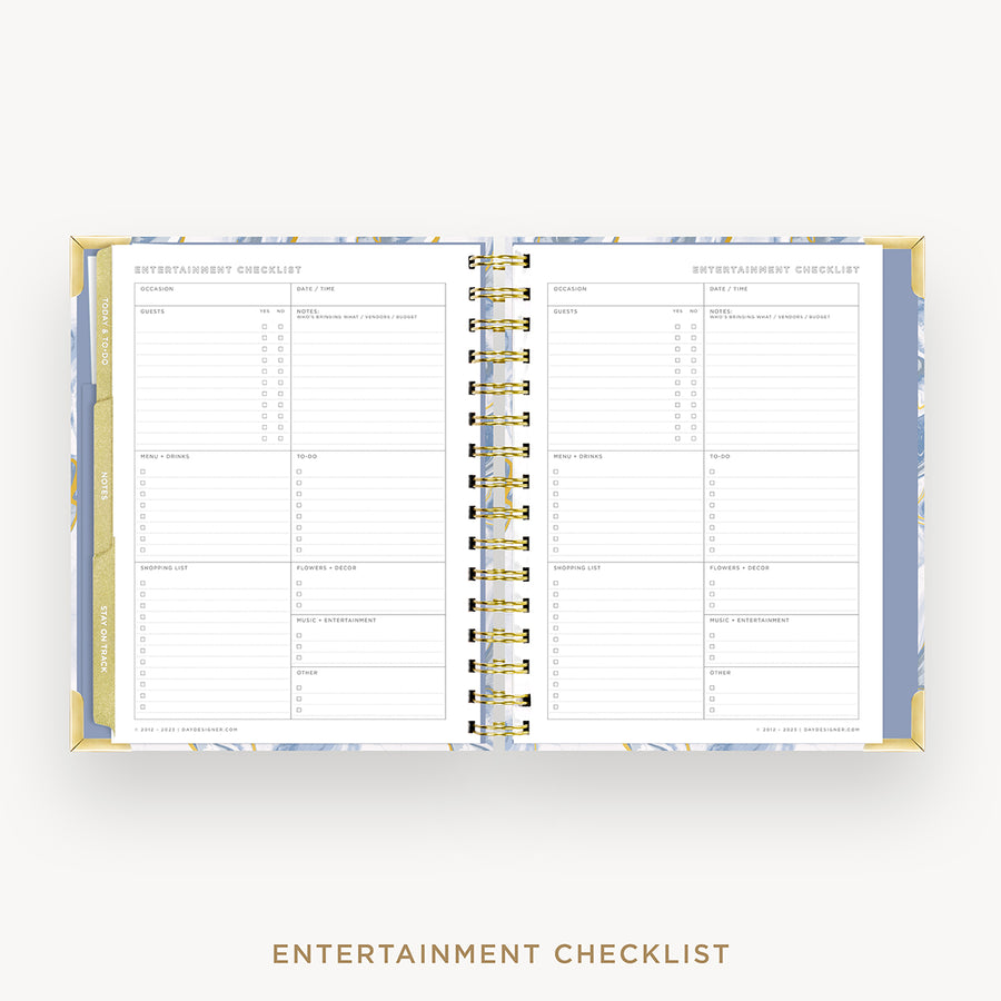 Day Designer 2024-25 mini weekly planner: Azure cover with entertainment party planner