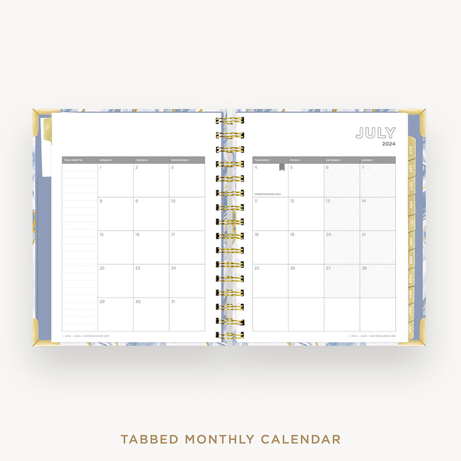 Day Designer 2024-25 mini weekly planner: Azure cover with monthly calendar