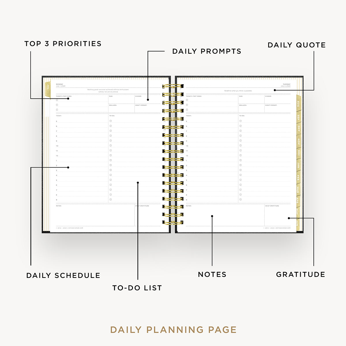 2024-25 Daily Planner: Classic Black Pebble Texture