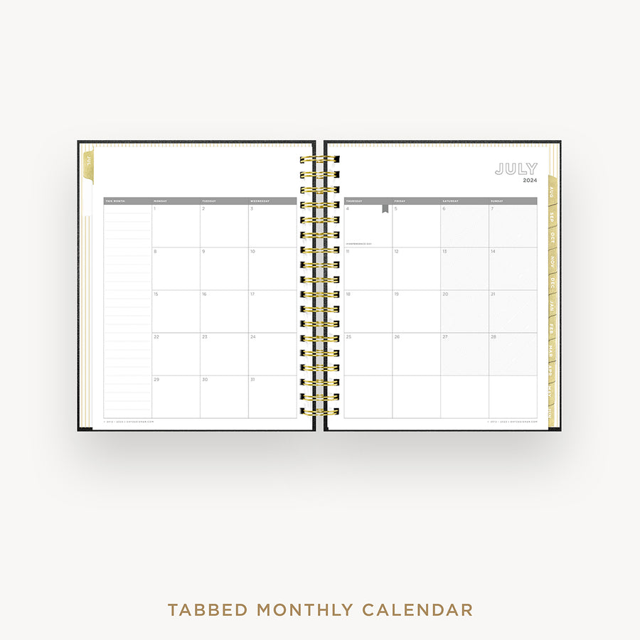Day Designer 2024-25 daily planner: Black Pebble Texture cover with monthly calendar