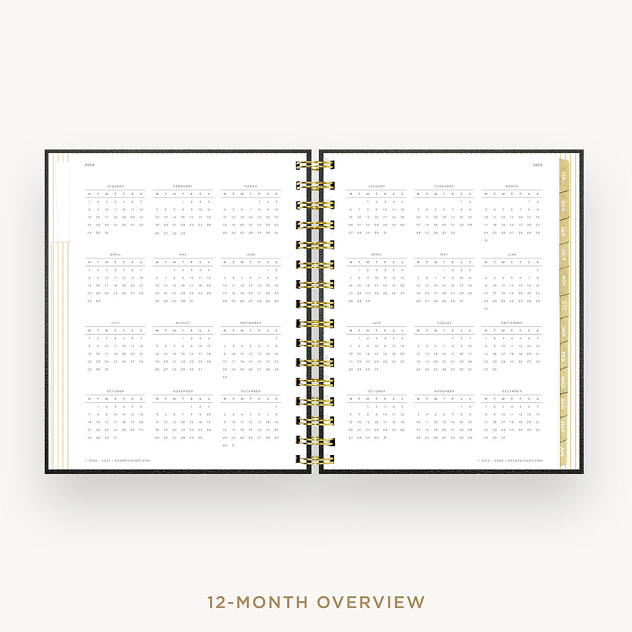 Day Designer 2024-25 mini daily planner: Black Pebble Texture cover with 12 month calendar