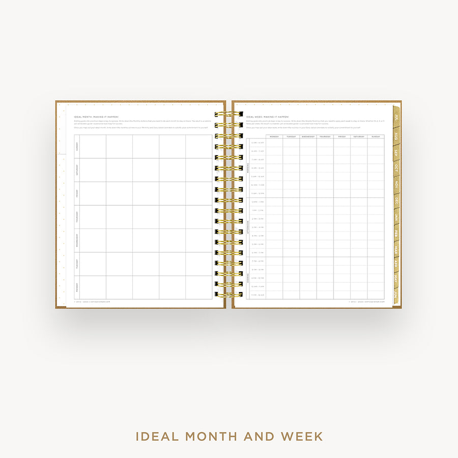 Day Designer 2024-25 daily planner: Caramel Latte Pebble Texture cover with ideal week worksheet