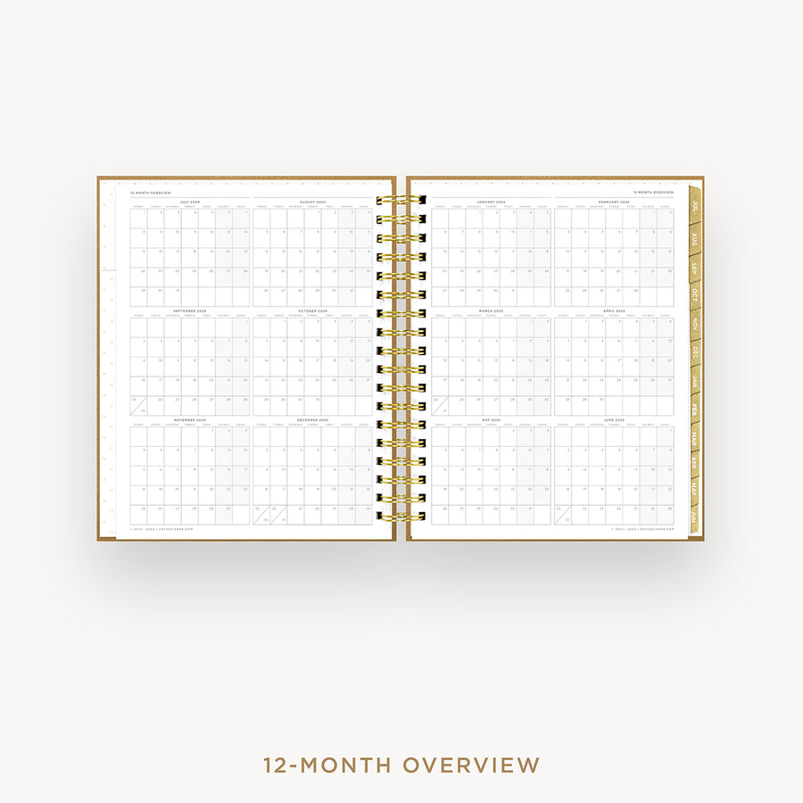 Day Designer 2024-25 daily planner: Caramel Latte Pebble Texture cover with 12 month calendar