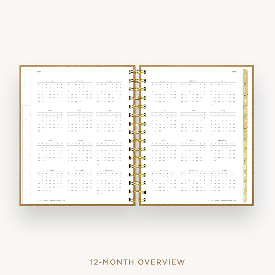 Day Designer 2024-25 mini daily planner: Caramel Latte Pebble Texture cover with 12 month calendar