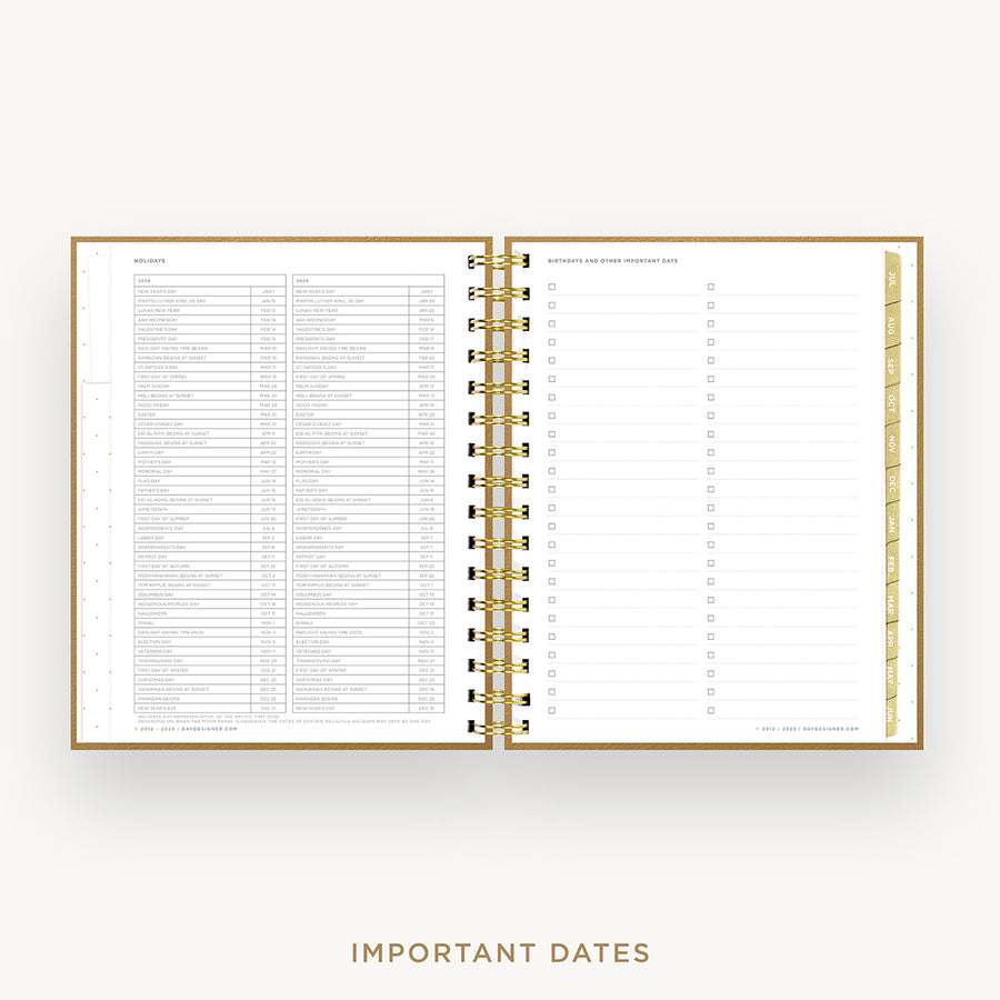 Day Designer 2024-25 mini daily planner: Caramel Latte Pebble Texture cover with holidays page
