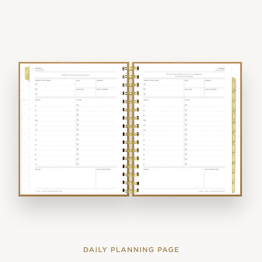 Day Designer 2024-25 mini daily planner: Caramel Latte Pebble Texture cover with daily planning page