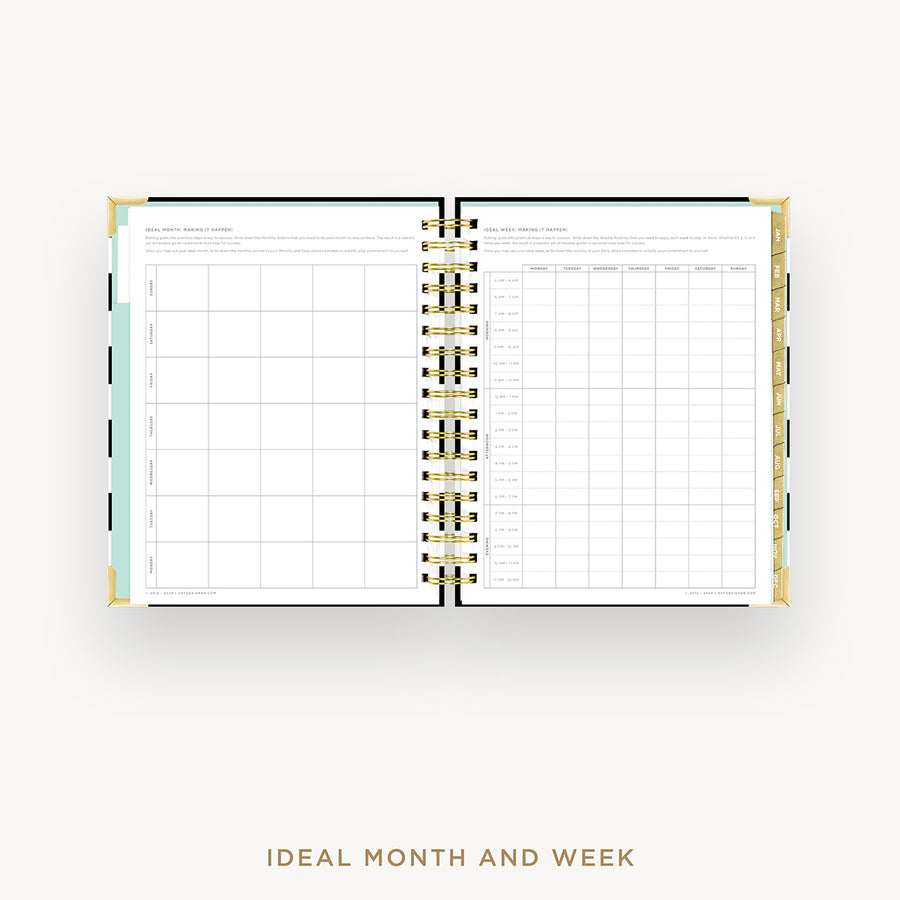 Day Designer 2025 daily planner: Black Stripe cover with ideal week worksheet