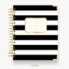 Day Designer 2025 daily planner: Black Stripe hard cover, gold wire binding