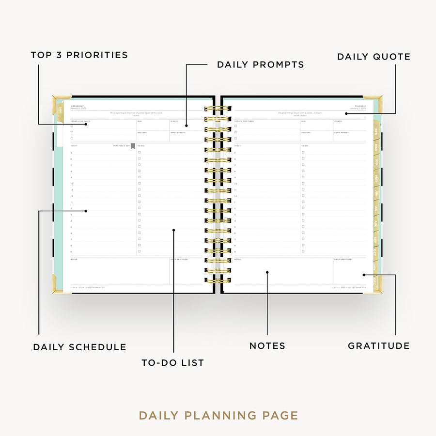 2025 Daily Planner: Black Stripe