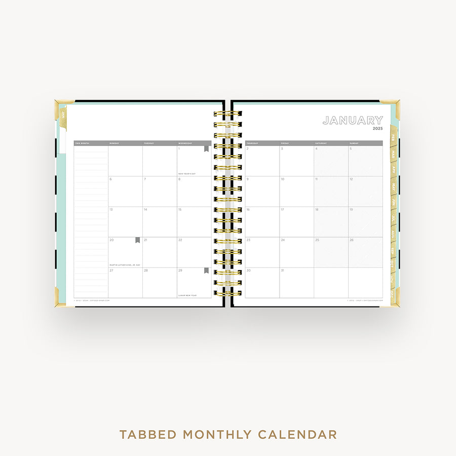 Day Designer 2025 daily planner: Black Stripe cover with monthly calendar