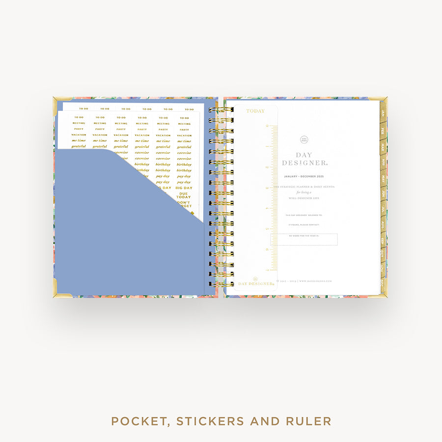 Day Designer 2025 daily planner: Lorelei cover with pocket and gold stickers