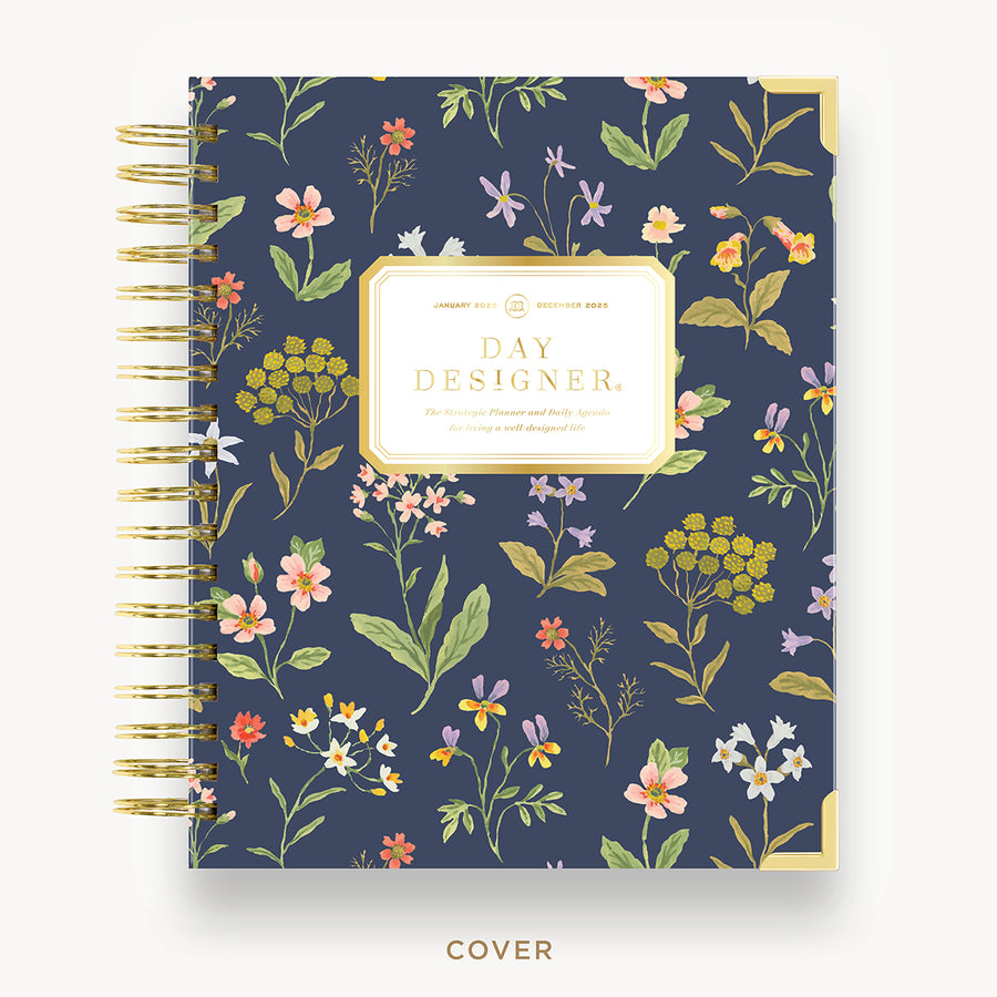 Day Designer 2025 daily planner: Fresh Sprigs hard cover, gold wire binding