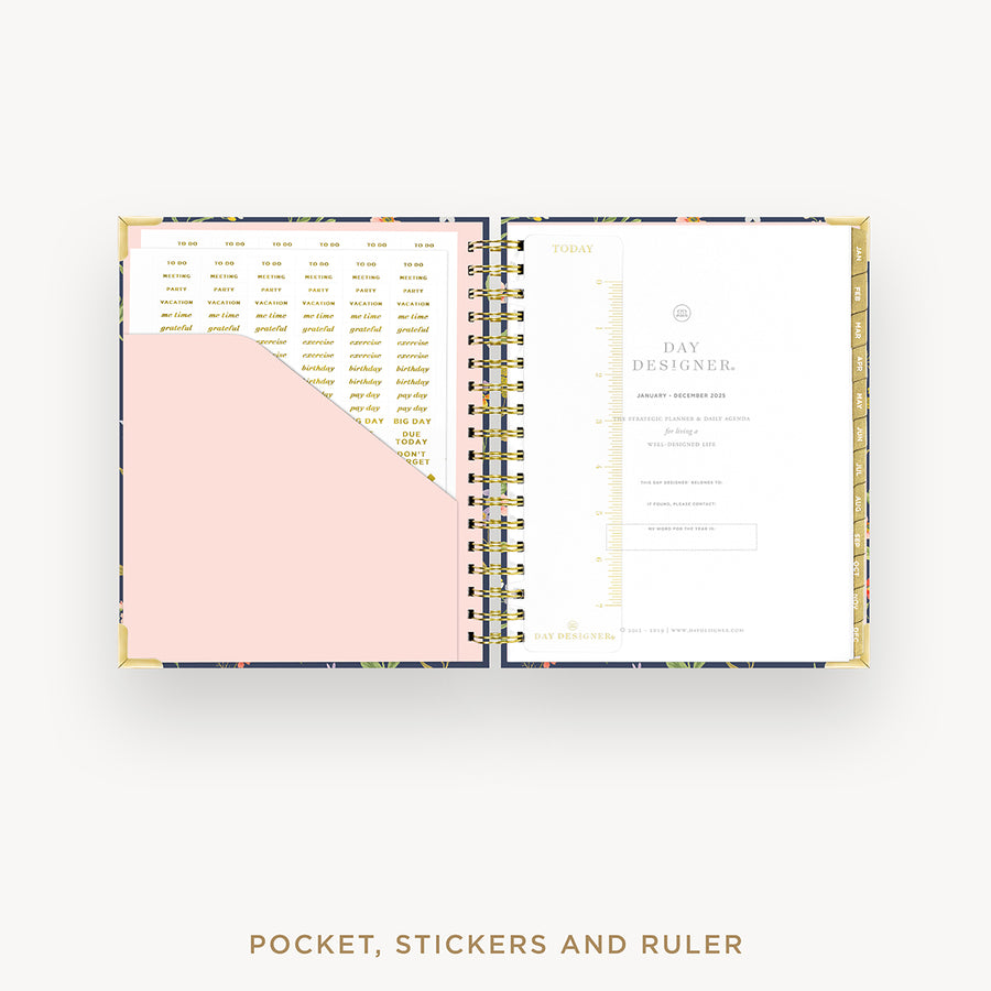 Day Designer 2025 daily planner: Fresh Sprigs cover with pocket and gold stickers