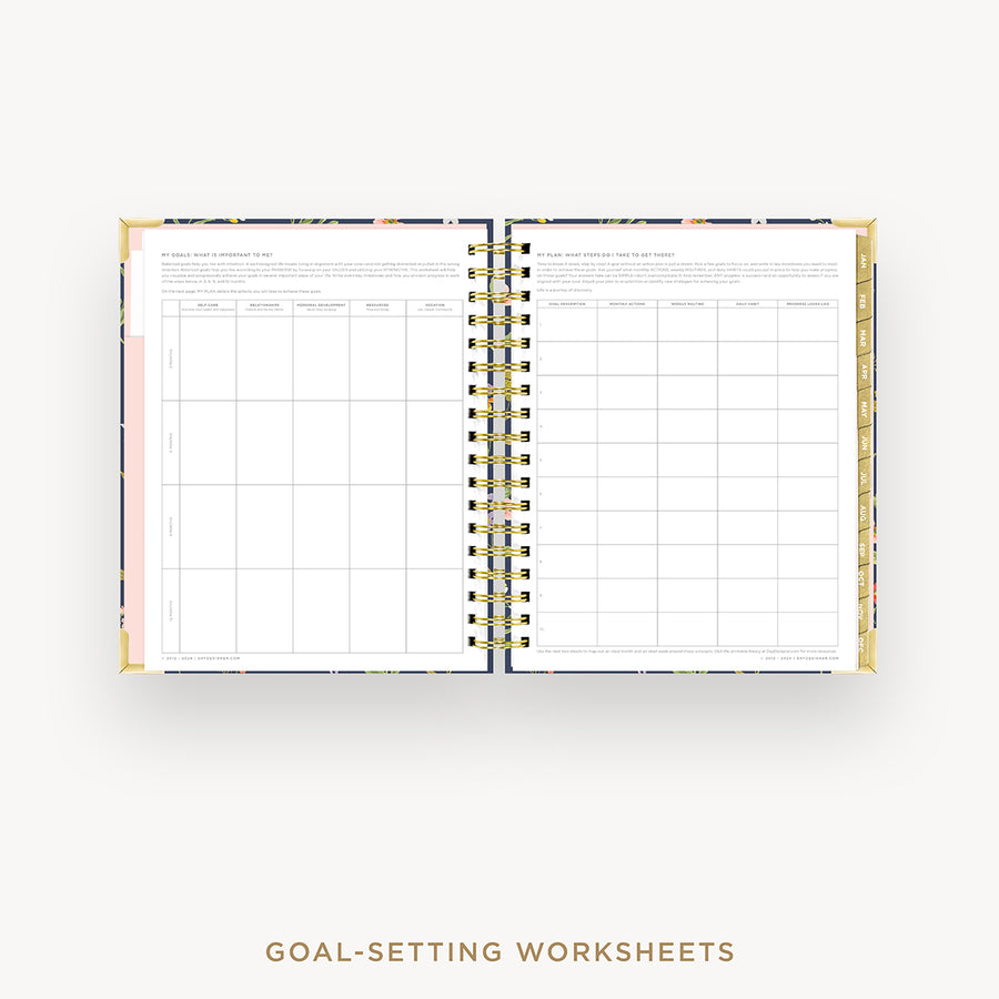 Day Designer 2025 daily planner: Fresh Sprigs cover with goals worksheet