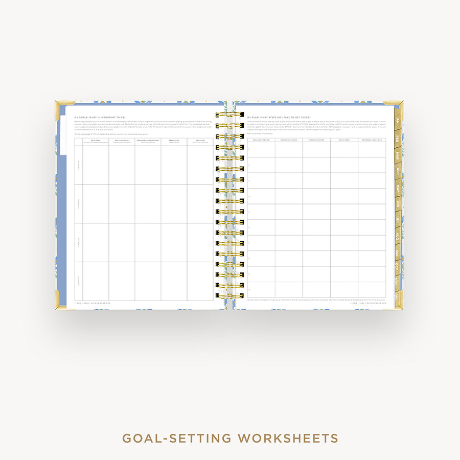 Day Designer 2025 daily planner: Tasha cover with goals worksheet