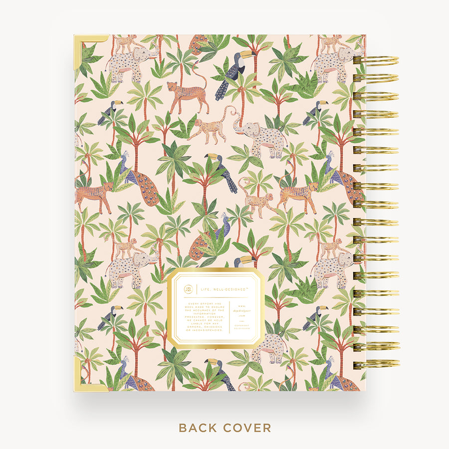 Day Designer 2025 daily planner: Menagerie back cover with gold detail