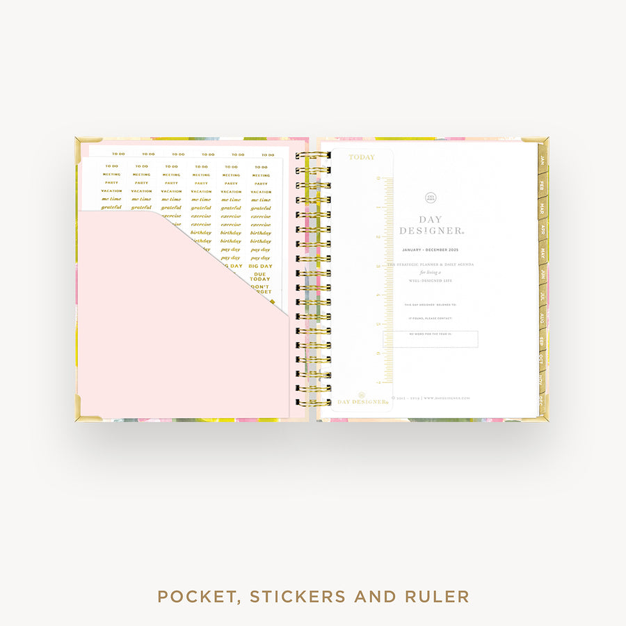 Day Designer 2025 daily planner: Serendipity cover with pocket and gold stickers