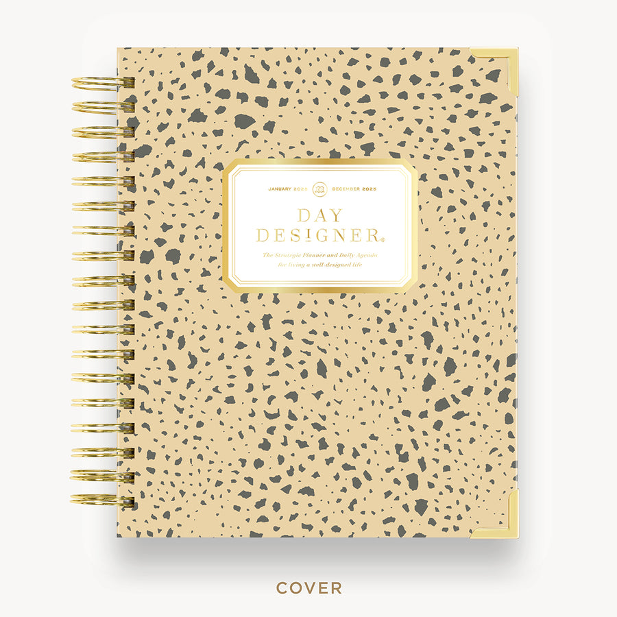 Day Designer 2025 daily planner: Savannah hard cover, gold wire binding