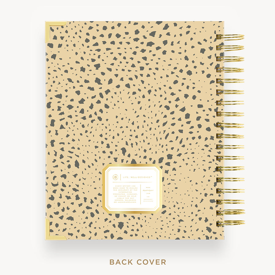 Day Designer 2025 daily planner: Savannah back cover with gold detail