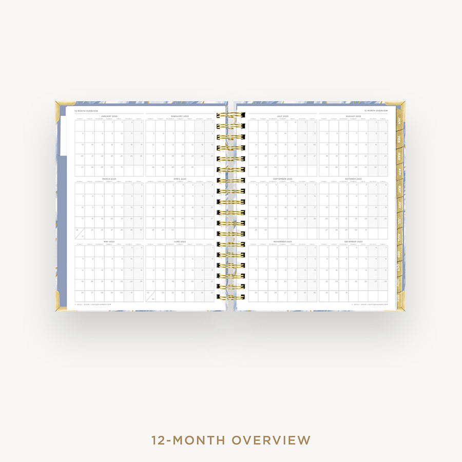 Day Designer 2025 daily planner: Azure cover with 12 month calendar