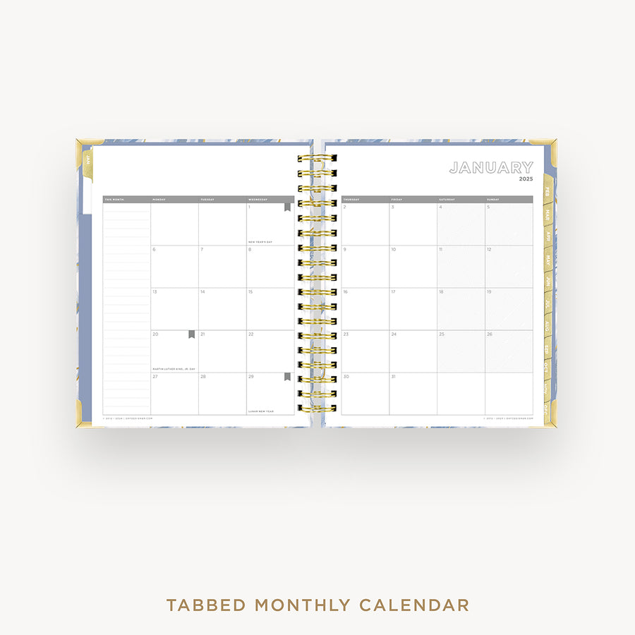 Day Designer 2025 daily planner: Azure cover with monthly calendar