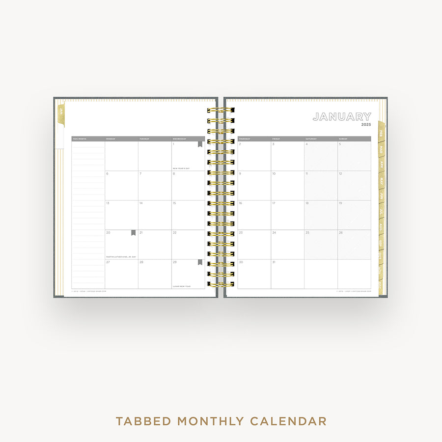 Day Designer 2025 daily planner: Charcoal Bookcloth cover with monthly calendar