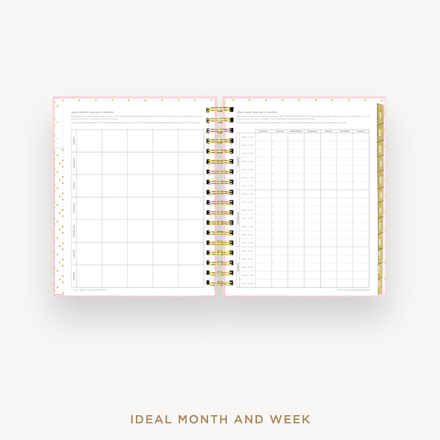 Day Designer 2025 daily planner: Peony Bookcloth cover with ideal week worksheet