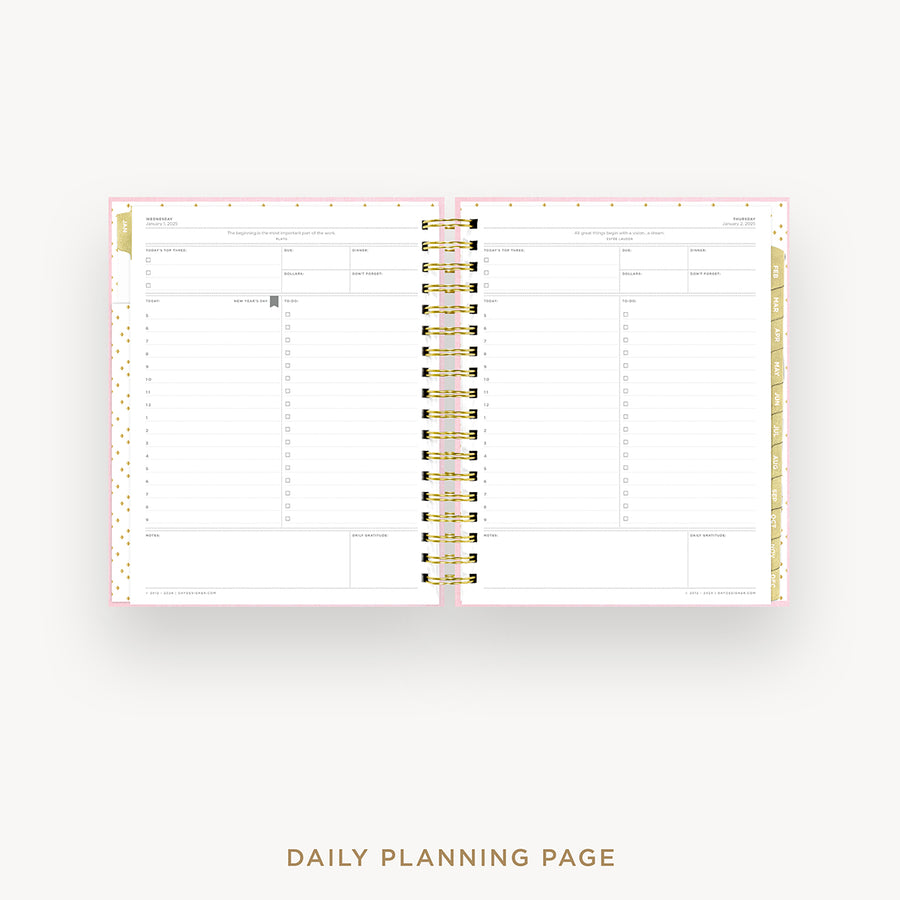 Day Designer 2025 daily planner: Peony Bookcloth cover with daily planning page