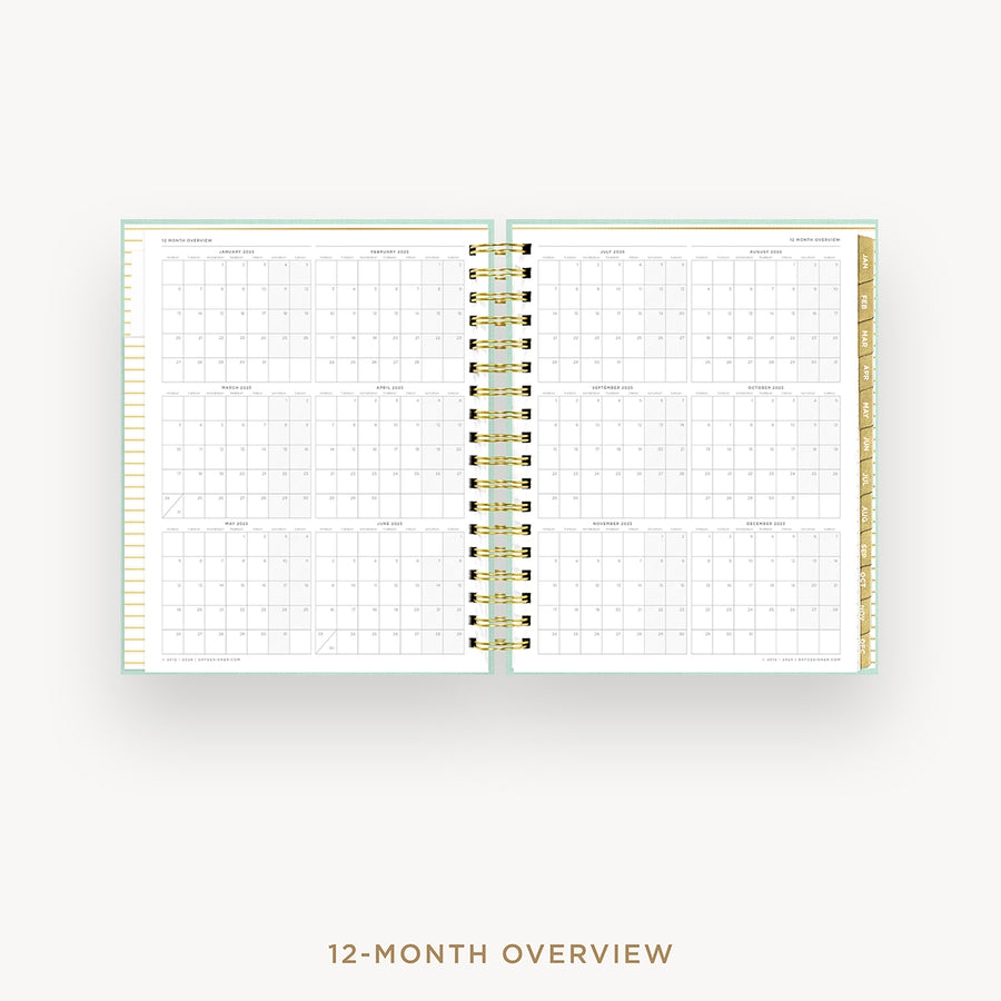 Day Designer 2025 daily planner: Sage Bookcloth cover with 12 month calendar