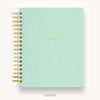 Day Designer 2025 daily planner: Sage Bookcloth hard cover, gold wire binding