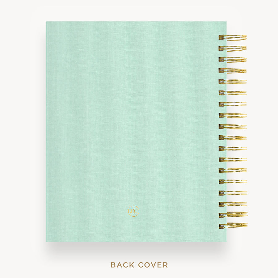 Day Designer 2025 daily planner: Sage Bookcloth back cover with gold detail