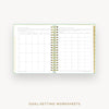 Day Designer 2025 daily planner: Sage Bookcloth cover with goals worksheet