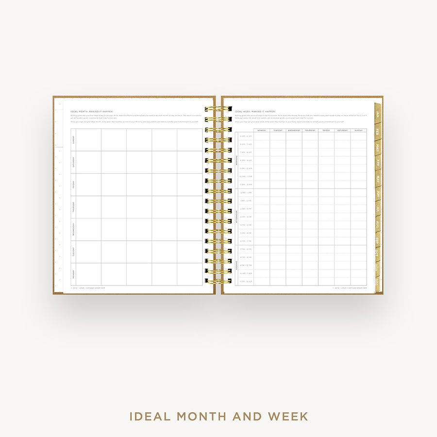 Day Designer 2025 daily planner: Caramel Latte Pebble Texture cover with ideal week worksheet