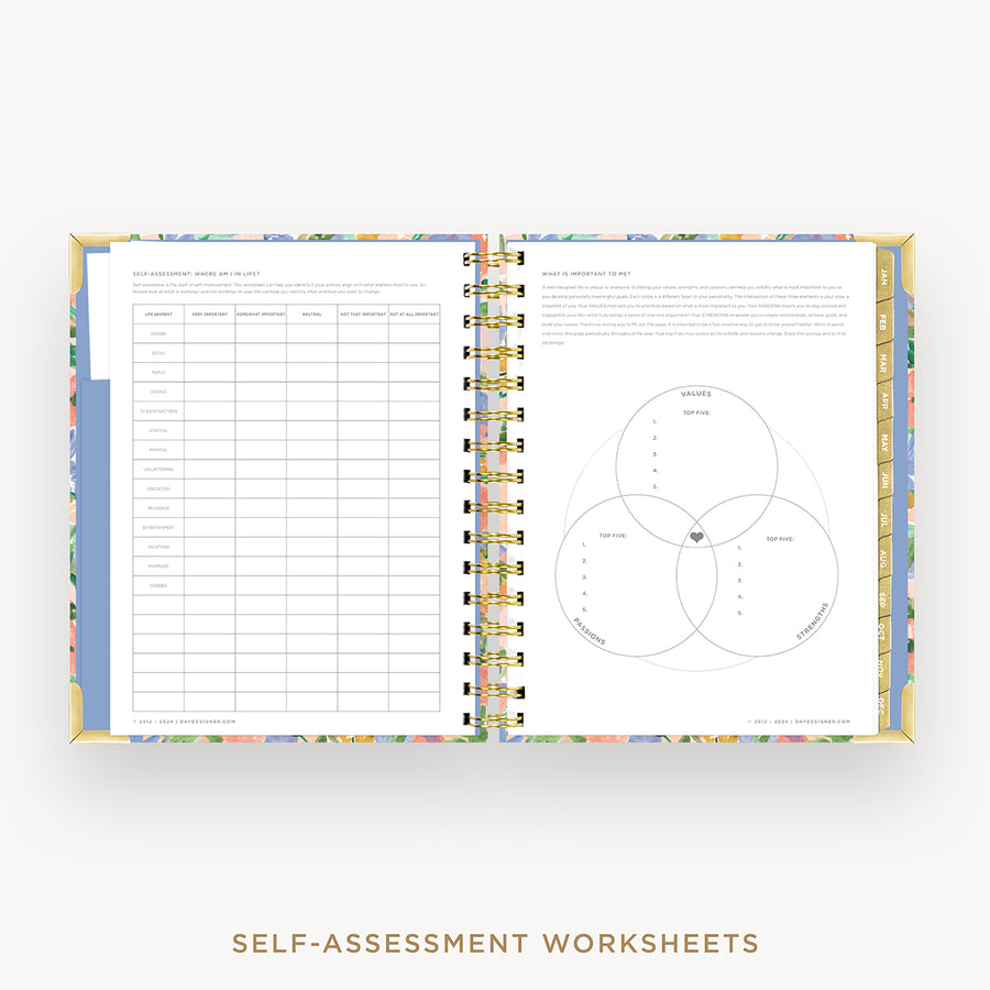 Day Designer 2025 mini daily planner: Lorelei cover with self assessment worksheet