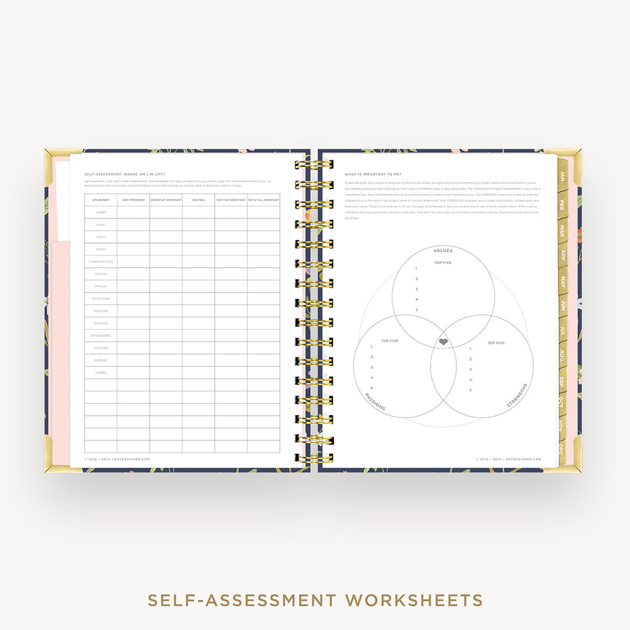 Day Designer 2025 mini daily planner: Fresh Sprigs cover with self assessment worksheet