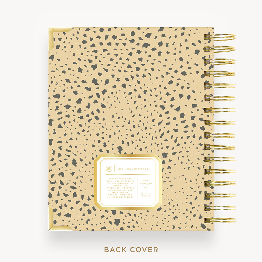 Day Designer 2025 mini daily planner: Savannah cover with back cover with gold detail