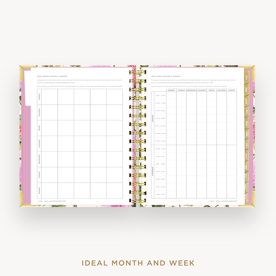 Day Designer 2025 mini daily planner: Camellia cover with ideal week worksheet