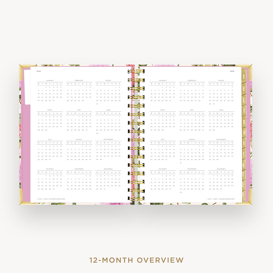 Day Designer 2025 mini daily planner: Camellia cover with 12 month calendar