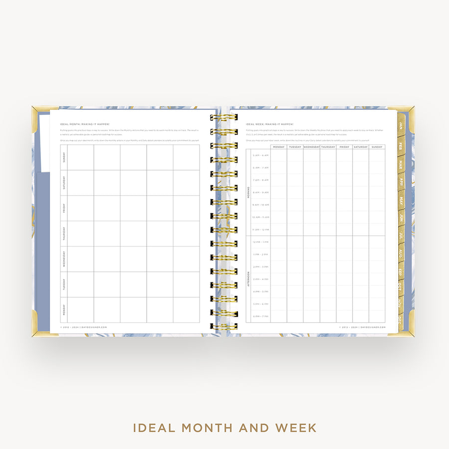 Day Designer 2025 mini daily planner: Azure cover with ideal week worksheet