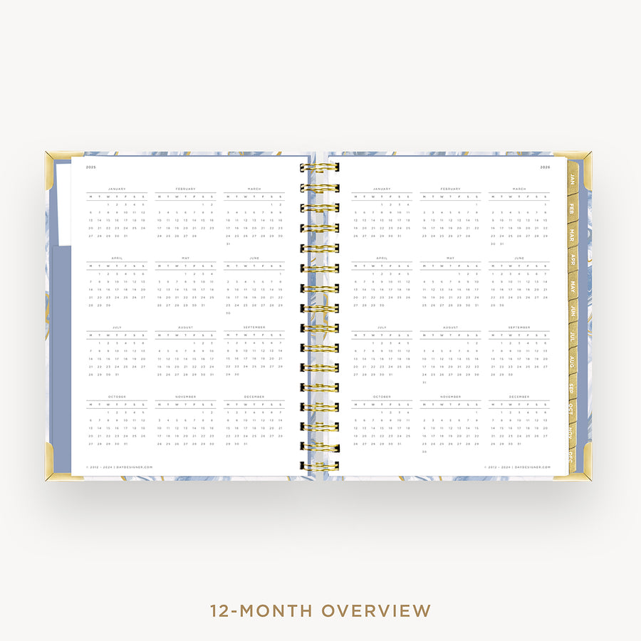 Day Designer 2025 mini daily planner: Azure cover with 12 month calendar