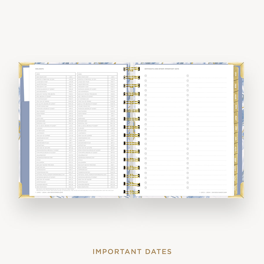 Day Designer 2025 mini daily planner: Azure cover with holidays page