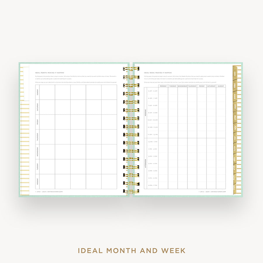 Day Designer 2025 mini daily planner: Sage Bookcloth cover with ideal week worksheet